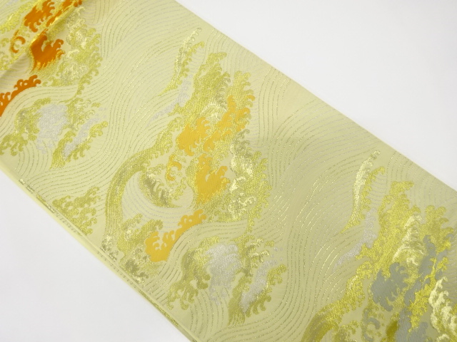 アンティーク　荒波模様織り出し袋帯（着用可）